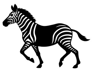 Zebra running silhouette illustration  isolated on white background