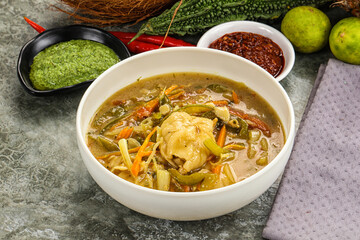 Chinese wonton soup with dumplings