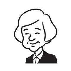 Old woman in formal clothes black and white vector illustration simple minimalist portrait design