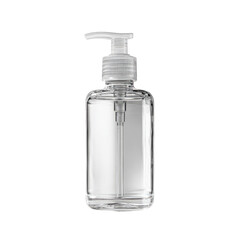 Clear plastic hand sanitizer bottle with pump dispenser