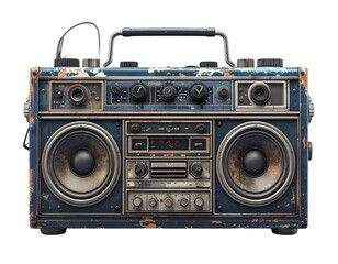 Fototapeta premium Retro Boombox Radio with Speakers Isolated on Transparent Background PNG
