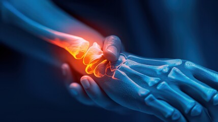 Highlighting joint pain and inflammation awareness for world arthritis day. Horizontal banner. Copy space. Rheumatoid arthritis, autoimmune disease, joint disease