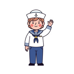 Fototapeta premium Cheerful Cartoon Sailor Waving Hello.