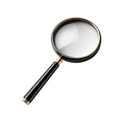 Black magnifying glass with gold trim
