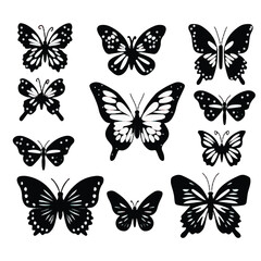 set of collection butterfly sticker vector elements