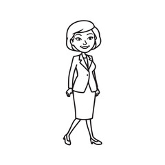 Old woman in formal clothes black and white vector illustration simple minimalist portrait design
