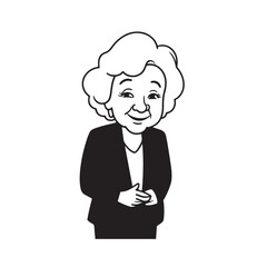 Old woman in formal clothes black and white vector illustration simple minimalist portrait design
