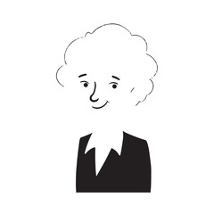 Old woman in formal clothes black and white vector illustration simple minimalist portrait design
