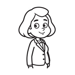 Old woman in formal clothes black and white vector illustration simple minimalist portrait design
