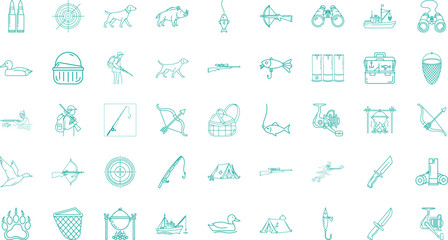 Hunting & fishing icon set, editable icon design