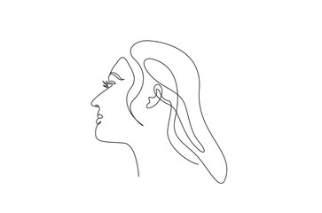 Beautyful lady face in continuous one line drawing. Single line art illustration of woman face.