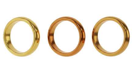 rings in varying shades, from bright gold to warm copper, reflect light beautifully against a clean white background, symbolizing luxury and craftsmanship