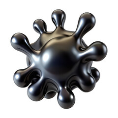 Abstract metallic blob shape with tentacles spreading out isolated on transparent background