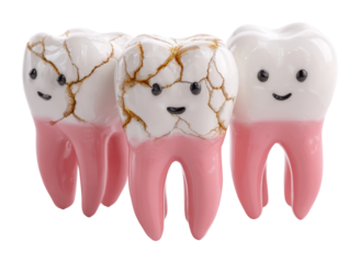 Dental care event cracked tooth characters dental clinic isolated on transparent background