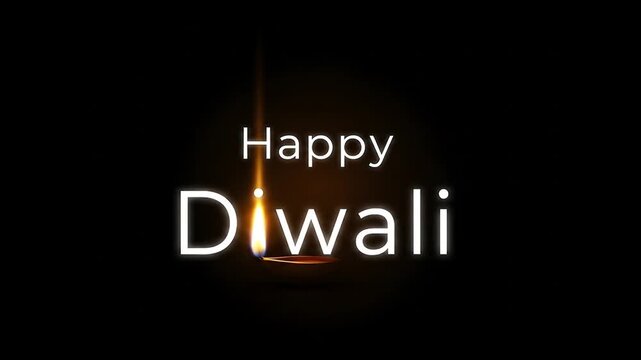 Happy diwali greeting text illuminated diya lamp