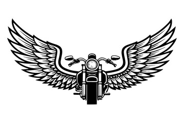 Vintage Biker Logo with Wings Illustration