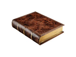 Obraz premium Antique brown leather bound book with gold gilded pages and spine image