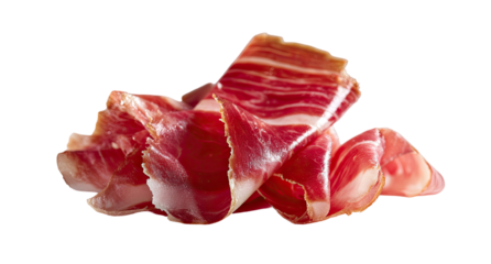 Close-up of thinly sliced cured ham