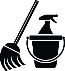 awesome cleaning icon silhouette