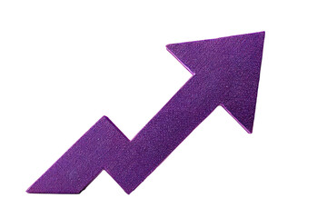 Fototapeta premium Purple Upward Arrow Icon on White Background Representing Growth and Success