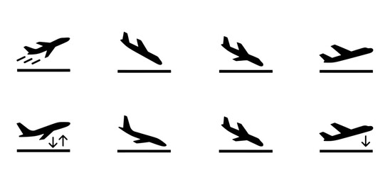 A set of black vector silhouettes of people with birds flying