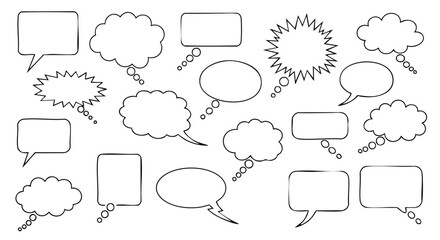 Obraz premium Collection of various cartoon speech bubbles in different shapes and styles.