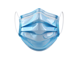Blue medical face covering with white ear loops mask