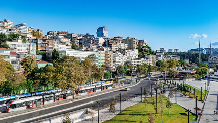 Fototapeta premium Aerial drone view of Istanbul cityscape, typical architecture of Istanbul city, Turkey
