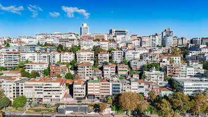 Fototapeta premium Aerial drone view of Istanbul cityscape, typical architecture of Istanbul city, Turkey