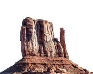 Majestic rock formation monument valley nature desert panoramic view isolated on transparent background