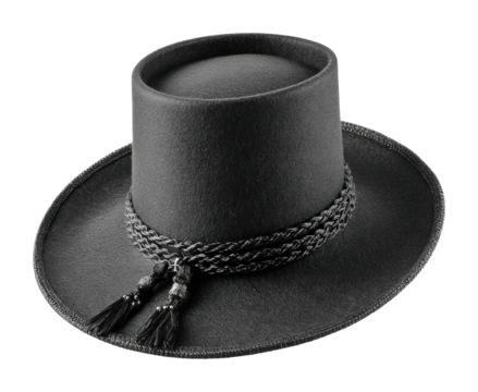 Stylish black hat display product minimalist isolated on transparent background - Powered by Adobe