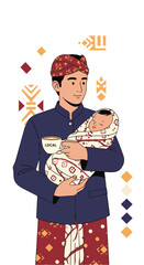 Latte Dad  in Bali A Proud Father Holding His Newborn Baby
