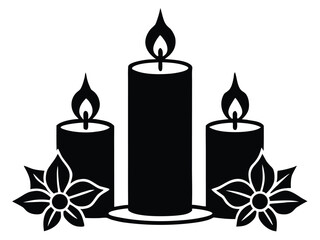 christmas candle set vector icon