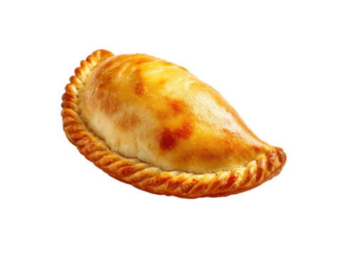 Golden baked pastry with crimped edge empanada brown