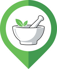 Herbal pharmacy location icon vector