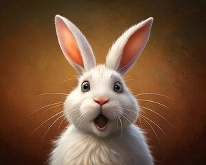 Obraz premium Close-up of an Adorable Surprised White Rabbit