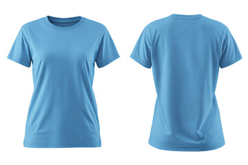 Light-blue, women's t-shirt, front and back views