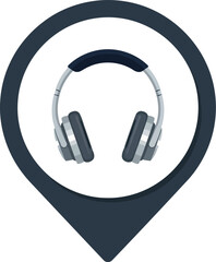 Music location pin icon headphones audio concept vector