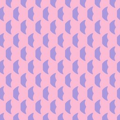A delicate seamless pattern featuring numerous small, scalloped purple shapes arranged in a repeating grid on a soft pink background