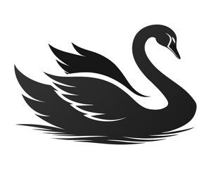 Swan swimming silhouette illustration 