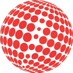 Abstract red dot sphere 3d rendering futuristic technology data globe vector