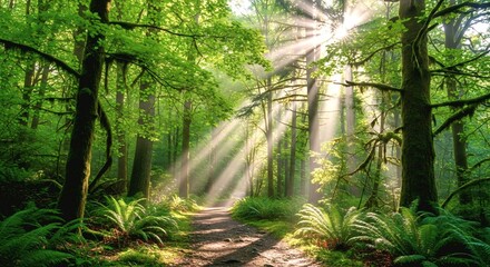 Obraz premium Natural archway shaped by branches in the fores