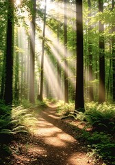 Obraz premium Natural archway shaped by branches in the fores