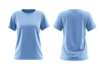 Light-blue women's short-sleeve t-shirt, front and back views