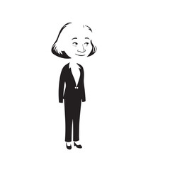 Old woman in formal clothes black and white vector illustration simple minimalist portrait design
