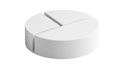 3D white pie chart circular diagram for business data visualization