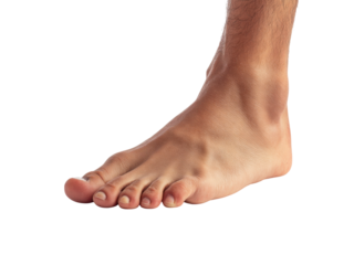 Human foot with toes and ankle against black background skin