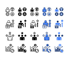 Skills, Job promotion, Experience, Economic growth, multiple style icon set.