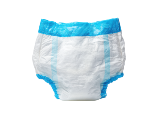 White absorbent garment with blue trim and blue stripes image