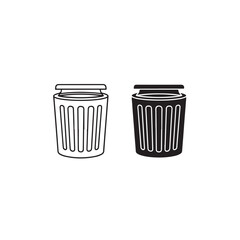 bin icon. trash can symbol vector illustration on transparent background.